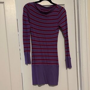 Free People Purple and Pink Stripe Knit Sweater Dress/Tunic